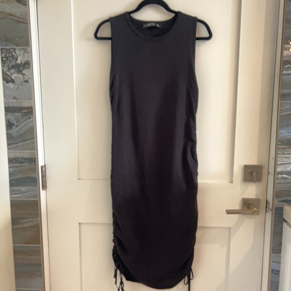 Tank Dress Lioness Military Minds W Sz 2XL Stretch Black Ruched Adjustable Plus